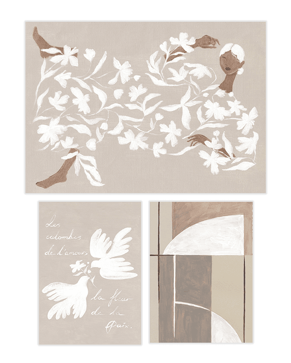 Набор постеров «Элегантное бежевое трио