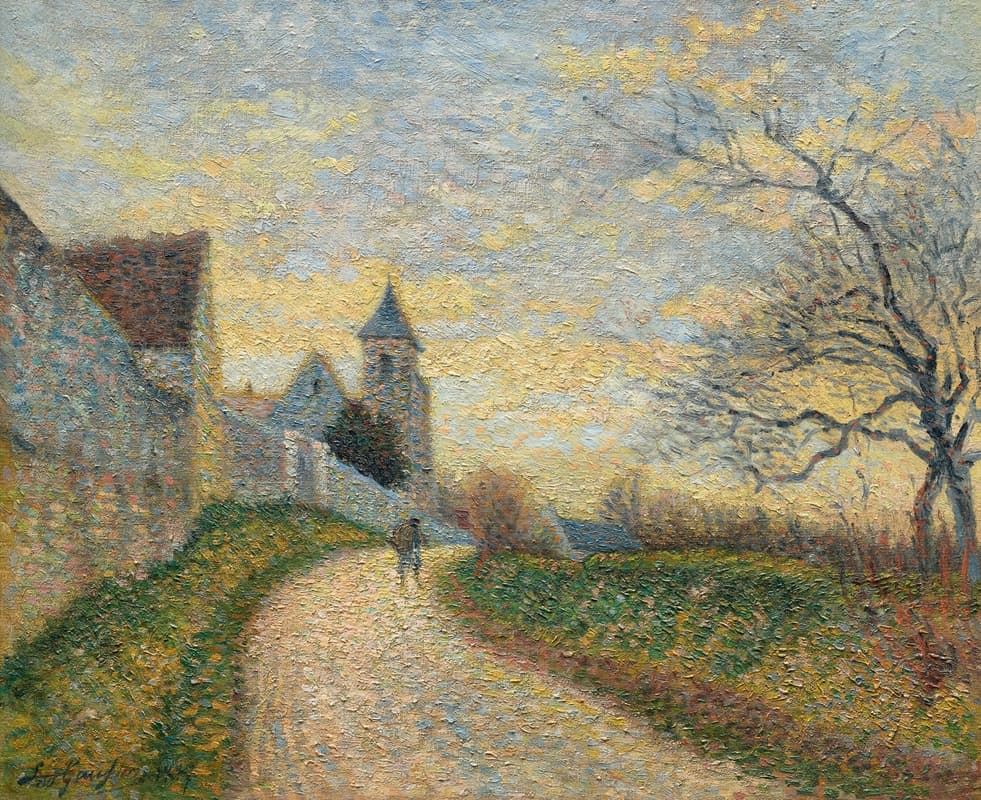 Paysage aux environs de Lagny, l'église de Conches