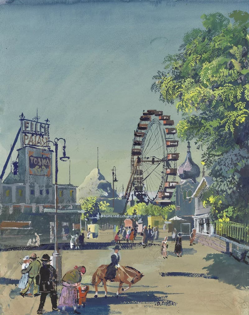 В Пратере у аттракциона, колесо обозрения и Фильмпаласт