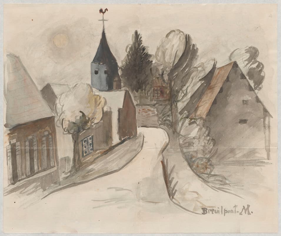 Вид на деревню с башней