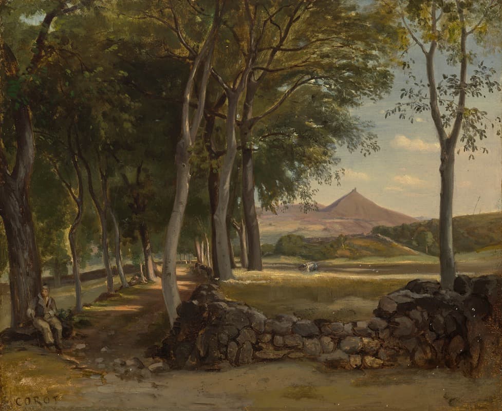 Пейзаж с горами, видимый сквозь деревья