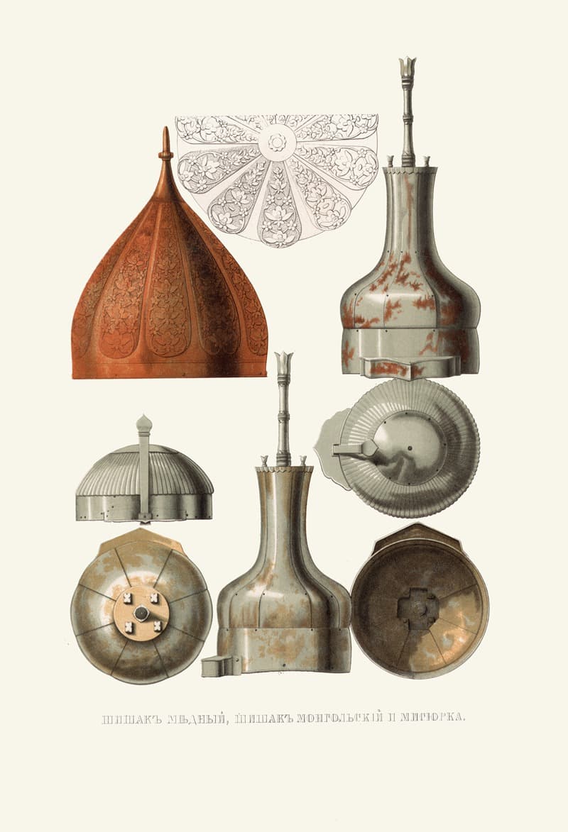 Шишак медный, шишак монгольский и мисиурка