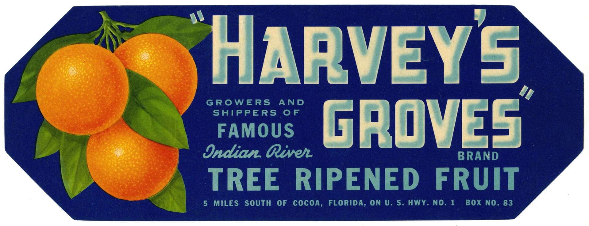 Этикетка цитрусовых Harvey's Groves
