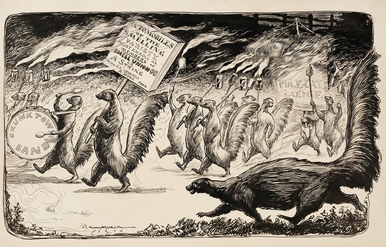 Скунсы маршируют, чтобы потребовать, чтобы вонючие автомобили стали членами их профсоюза.