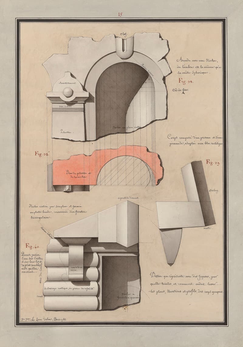 Рисунок, который показывает с фигурами, какими оттенками и как нужно мыть планы, elevations и профили непрозрачных тел