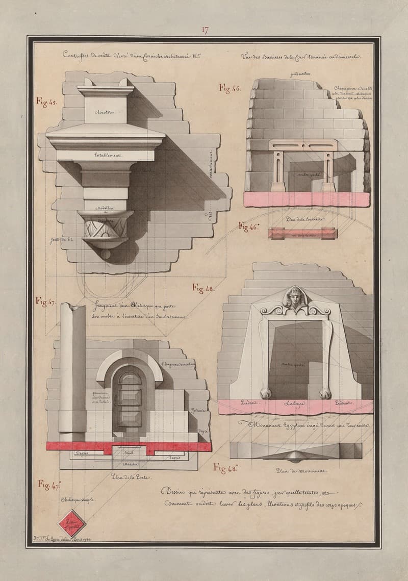 Рисунок, который показывает с фигурами, какими оттенками и как нужно мыть планы, elevations и профили, непрозрачных тел