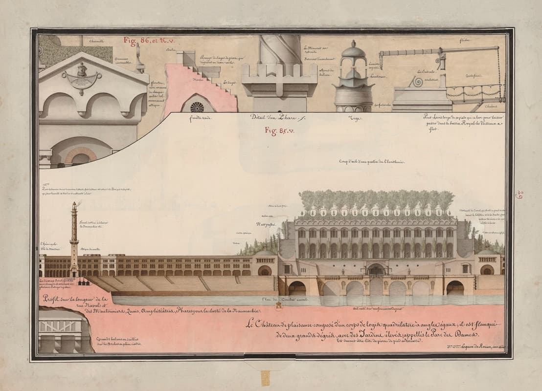 Замок для отдыха, состоящий из четырехугольного корпуса с равными углами