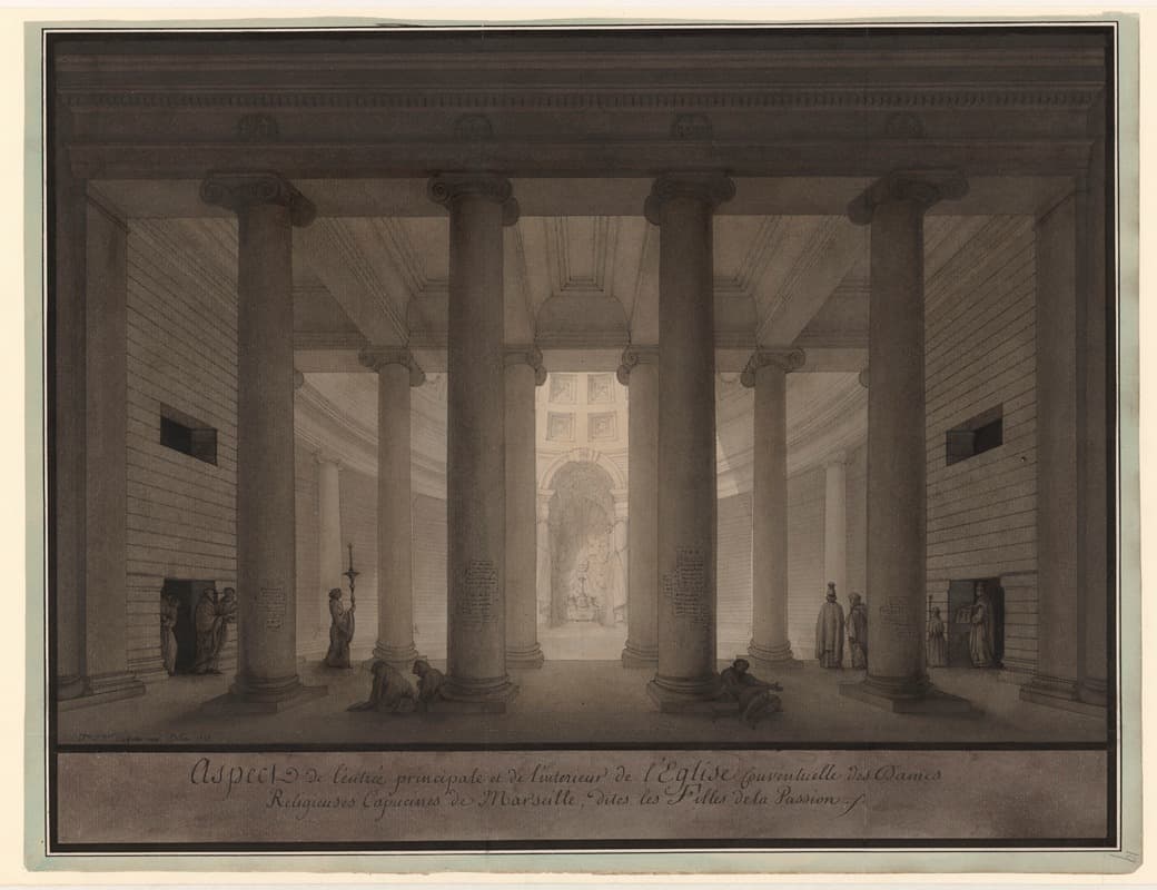 Вид главного входа и интерьера монастырской церкви