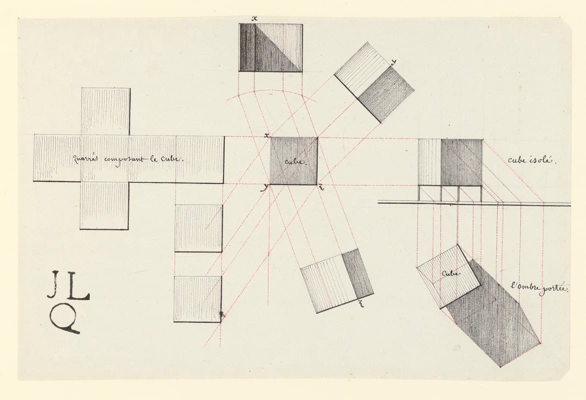 Квадраты, составляющие куб; Изолированный куб; Брошенная тень