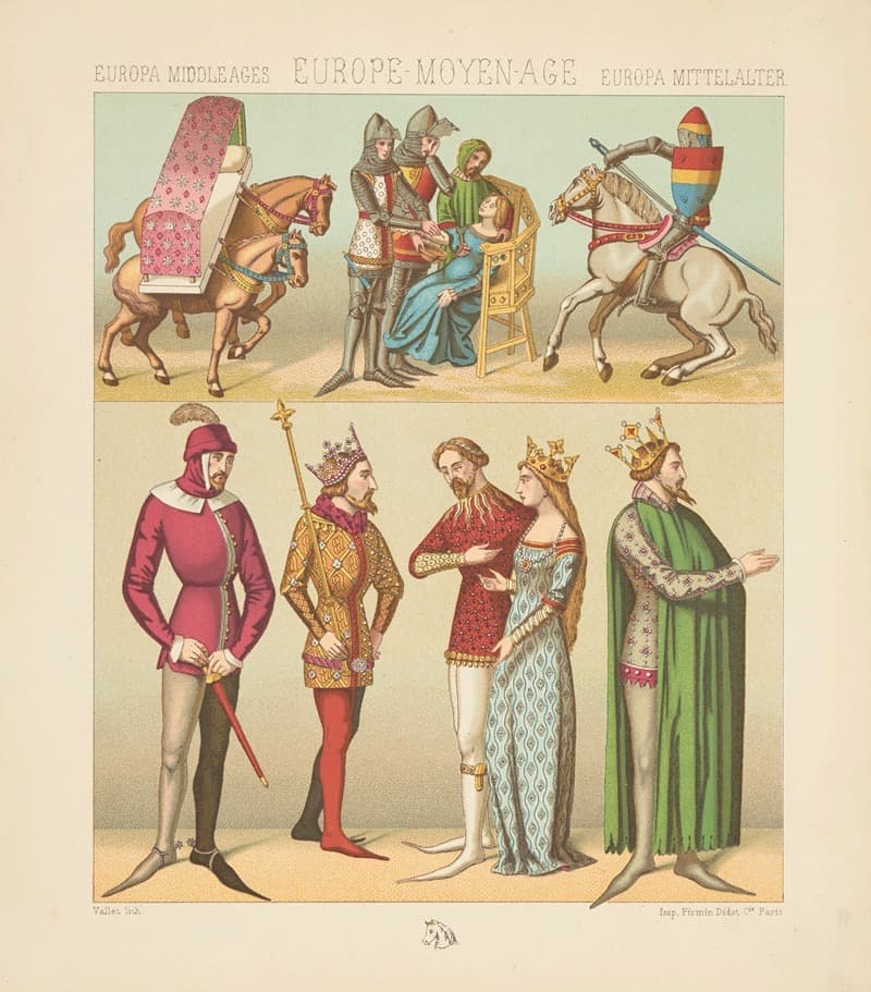 XIV век – гражданские и военные костюмы – носилки