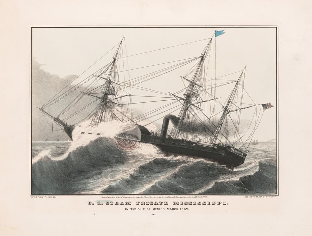 Американский паровой фрегат Миссисипи в Мексиканском заливе, март 1847