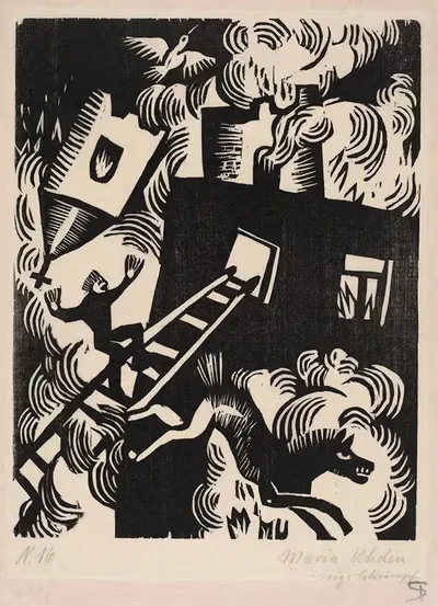 Горящий дом by Мария Уден, 1918 — digital art print download