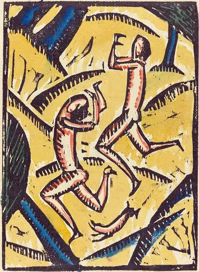 Два обнаженных танцора в пейзаже by Макс Цахманн — digital art print download