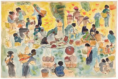 Рыночная сцена в Нидерландской Индии by Пьер Жан Аполь, 1886 - 1947 — digital art print download