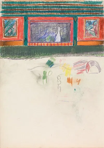 Эскиз фигур и столбов by Спенсер Фредерик Гор, 1912 — digital art print download