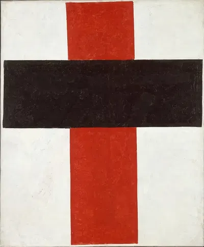 Large cross in black over red on white by Kazimir Malevich, 1920 — digital art print download