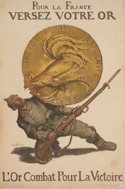 Pour la France versez votre or. L'or combat pour la victoire by Абель Февр, 1915 — digital art print download