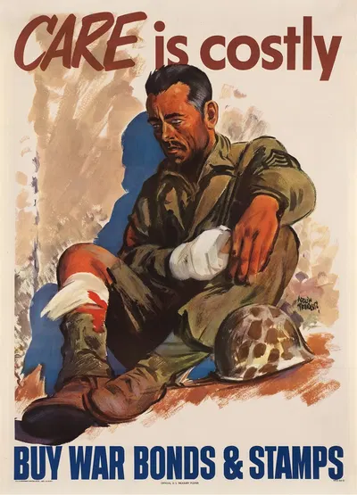 Care is costly. Buy war bonds and stamps by Adolph Treidler, 1945 — digital art print download