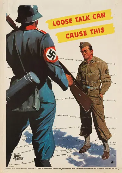 Loose talk can cause this by Adolph Treidler, 1942 — digital art print download