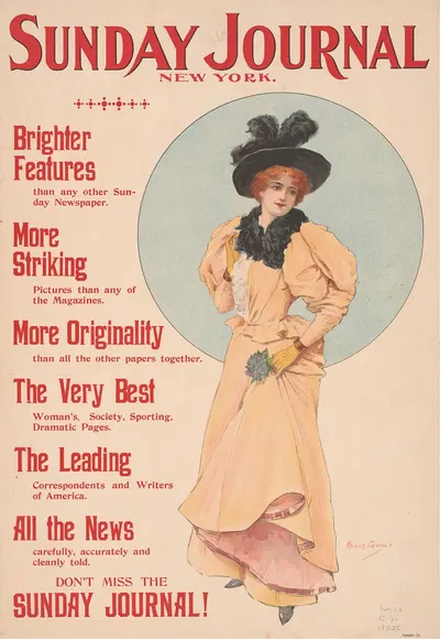 Poster shows a woman posing, holding a flower by Archie Gunn, 1896 — digital art print download