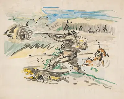 Shooting Huntsman by Arnold Peter Weisz-Kubínčan, 1940 — digital art print download