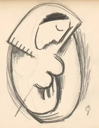Изучение женщины с наклоненной головой by Микулаш Галанда, 1938 — digital art print download
