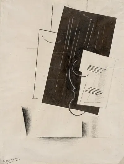 Black and White Collage by Georges Braque, 1913 — digital art print download