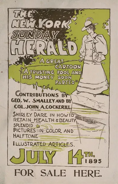 The New York Sunday Herald, July 14th 1895 by Charles Hubbard Woodbury, 1895 — digital art print download