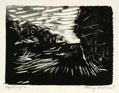 Широкая дорога, дома, деревья by Генри Нильсен, 1931 — digital art print download