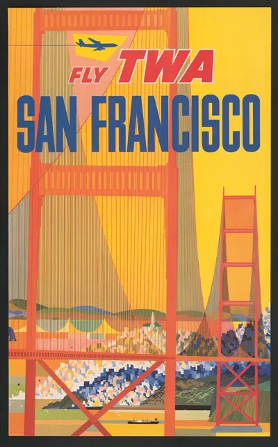 Fly TWA – San Francisco by David Klein, 1957 — digital art print download