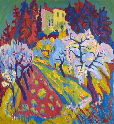 Villa Loverciana with Blossoming Trees by Hermann Scherer, 1926 — digital art print download