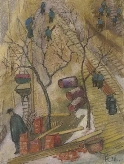 Строительная площадка I. Г. Фарбе by Полина Коварзик, 1928 — digital art print download