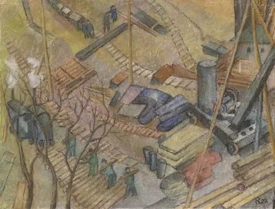 Строительная площадка I. Г. Фарбе by Полина Коварзик, 1928 — digital art print download