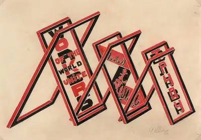 Propaganda Stand (Workers of the World Unite) by Gustav Klutsis, 1922 — digital art print download
