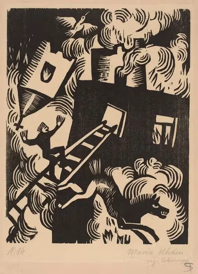 Горящий дом by Мария Уден, 1918 — digital art print download
