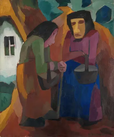 Женщины перед домом by Мартель Швихтенберг, 1921 — digital art print download