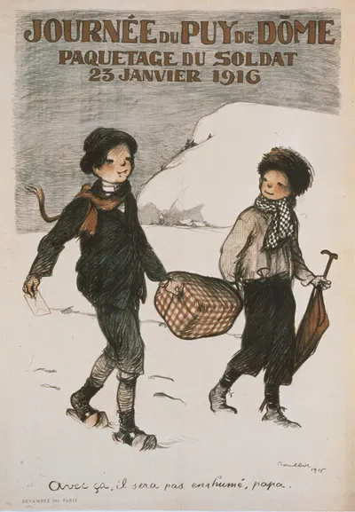 Journée du Puy de Döme. Paquetage du soldat. 23 Janvier 1916 by Francisque Poulbot, 1916 — digital art print download
