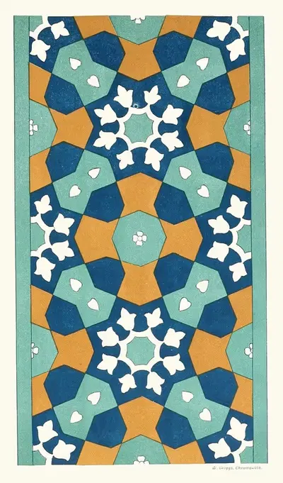 18 plates of ornamental tiles from the Afghan Boundary Commission Pl 01 by Afghan Boundary Commission, 1884 — digital art…
