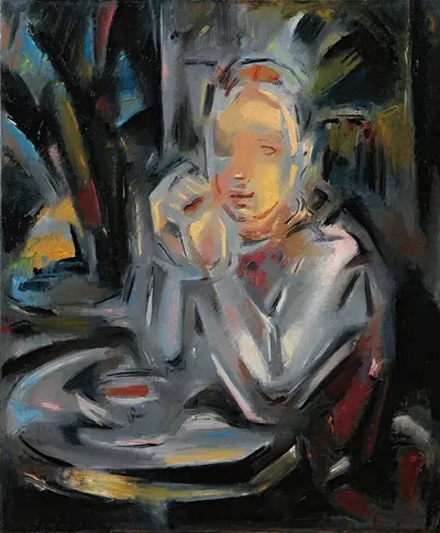 Jeune Assis À Table Face À Une Tasse by María Blanchard — digital art print download