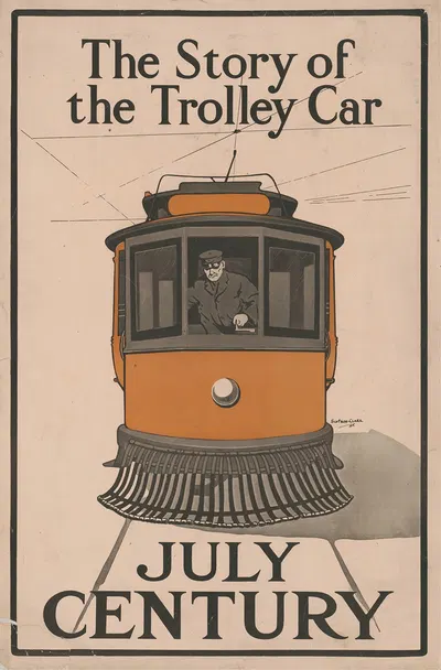 The story of the trolley car. July Century by George Frederick Scotson-Clark, 1905 — digital art print download