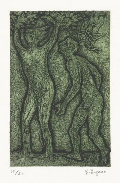 Мужчина и женщина в зеленом by Ё Сугано, 1937 - 1969 — digital art print download