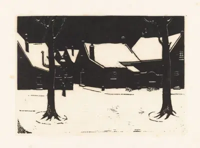 Заснепленная площадь с двумя деревьями by Дик Кет, 1928 — digital art print download