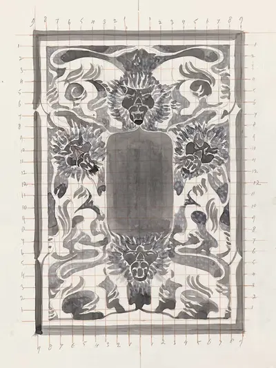 Ornamentaal ontwerp met leeuwen by Carel Adolph Lion Cachet, 1874 — digital art print download