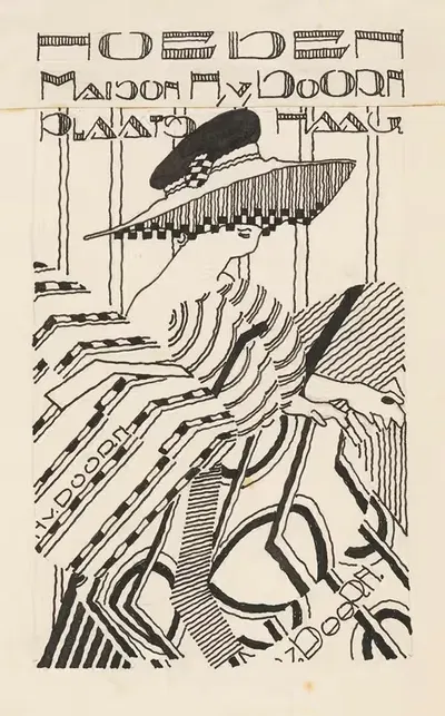 Ontwerp voor reclame voor hoeden van `Maison H. van Doorn' te Den Haag by Reijer Stolk, 1906 — digital art print download