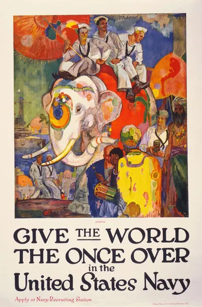 Give the world the once over in the United States Navy by Джеймс Генри Догерти, 1919 — digital art print download