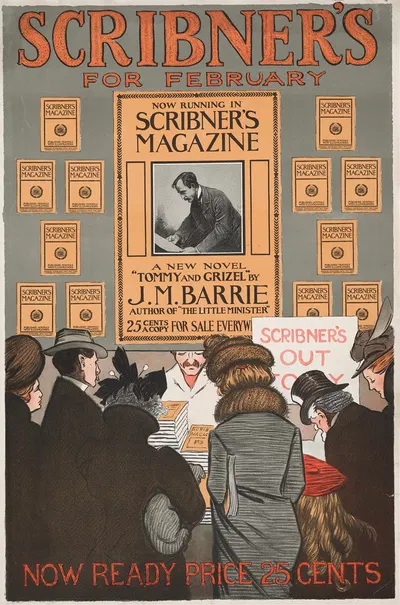 Scribners for February by James Matthew Barrie, 1900 — digital art print download