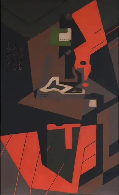 Натюрморт с красной лампой by Мария Бланшар, 1916-1918 — digital art print download