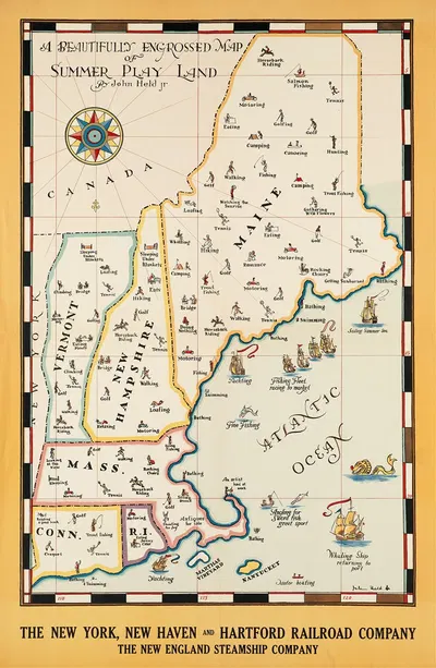 A beautifully engrossed map of summer play land by John Held, Jr. — digital art print download