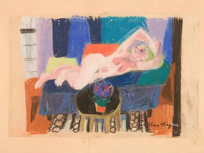 Kvinneakt på sofa by Else Hagen — digital art print download