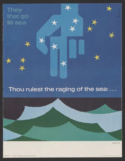 Thou rulest the raging of the sea … Psalms 89:9 by Joseph Binder, 1963 — digital art print download